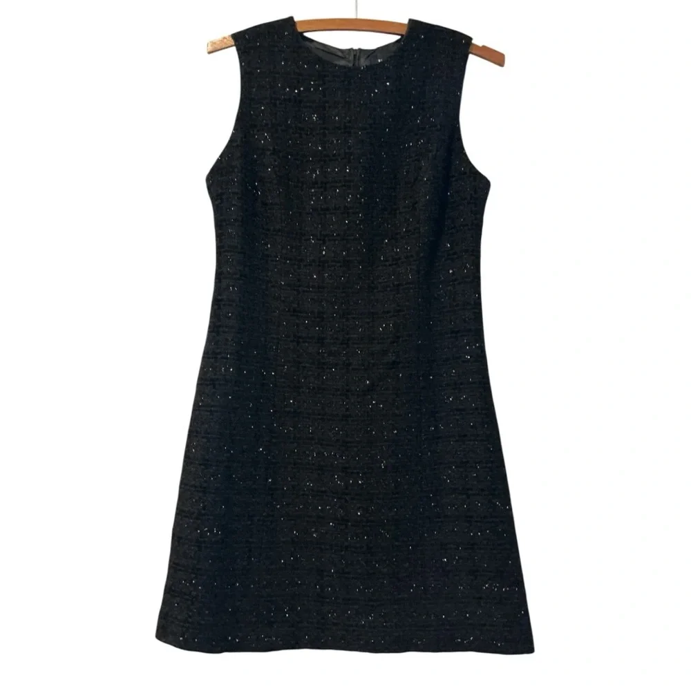 Vintage Impasse New York Dress Bergdorf Goodman Black Tweed Sparkle Sleeveless - Picture 3 of 7